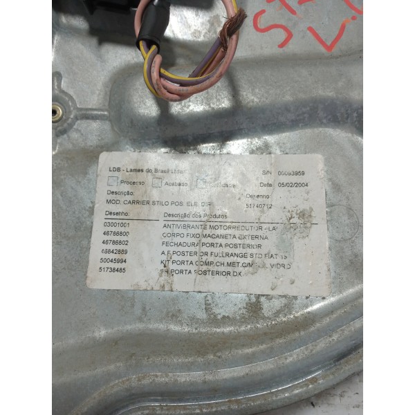 Máquina De Vidro Fiat Stilo 2005 Direito Traseiro Usado