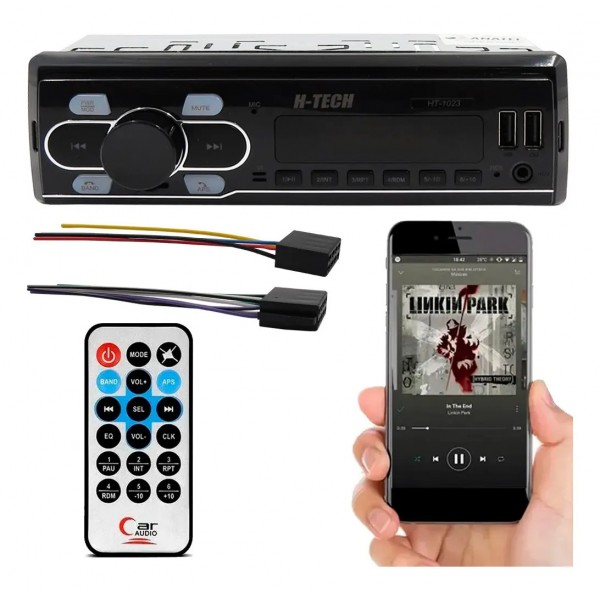 Som Rádio Automotivo Bluetooth Usb Card Sd Aux Fm Mp3 H-tech