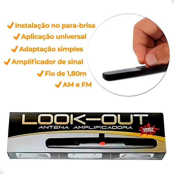 Antena Interna Amplificada Universal Parabrisa Amfm Look Out