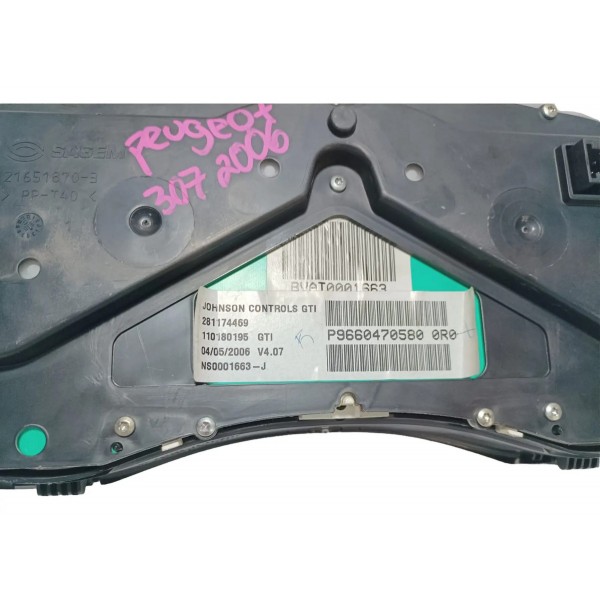 Painel Instrumento Velocímetro Peugeot 307 2006 Preto
