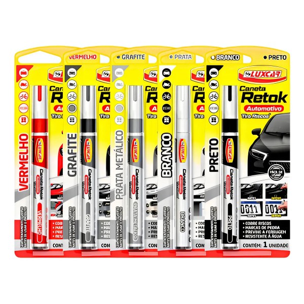 Caneta Retok Tira Riscos Automotivos Diversas Cores Luxcar Cor Grafite