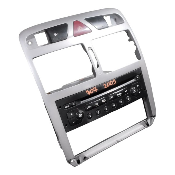 Moldura Central Painel Com Rádio Mp3 Peugeot 307 Prateado
