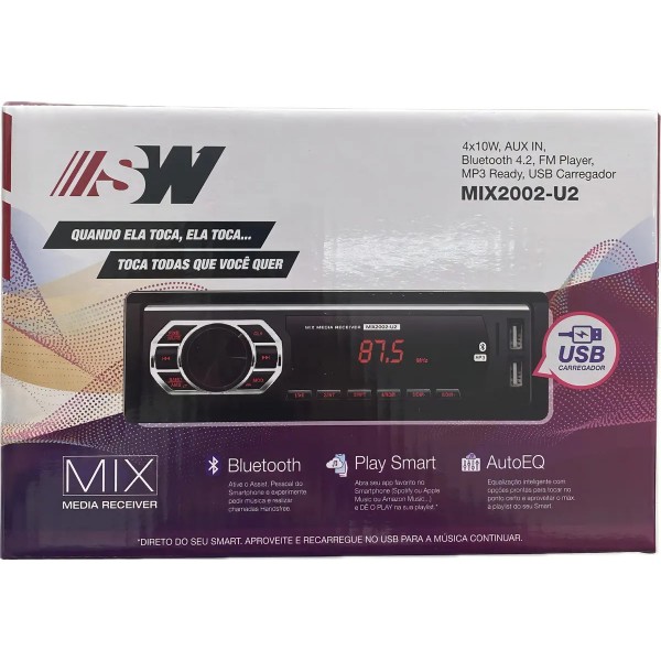 Radio Automotivo Truck Tudo Mix2002 Bluetooth 2 Usb Sd Fm